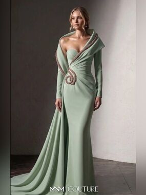 Fouad Sarkis F03038 Single-Shoulder Sweetheart Mermaid Couture Dress